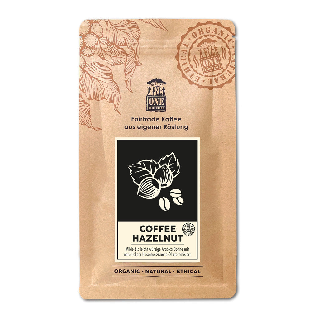 Aromatisierter Kaffee Haselnuss – Coffee Hazelnut Fairtrade Bio-Kaffeebohnen Arabica - One-Fairtrade-Kaffeerösterei
