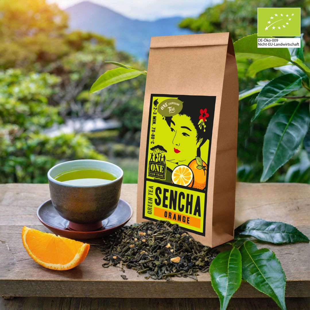 Sencha Orange Bio-Fairtrade Grüntee – fruchtiger Grüntee mit Orangenaroma